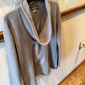 Sharp mocha colored cotton cowl neck shirt